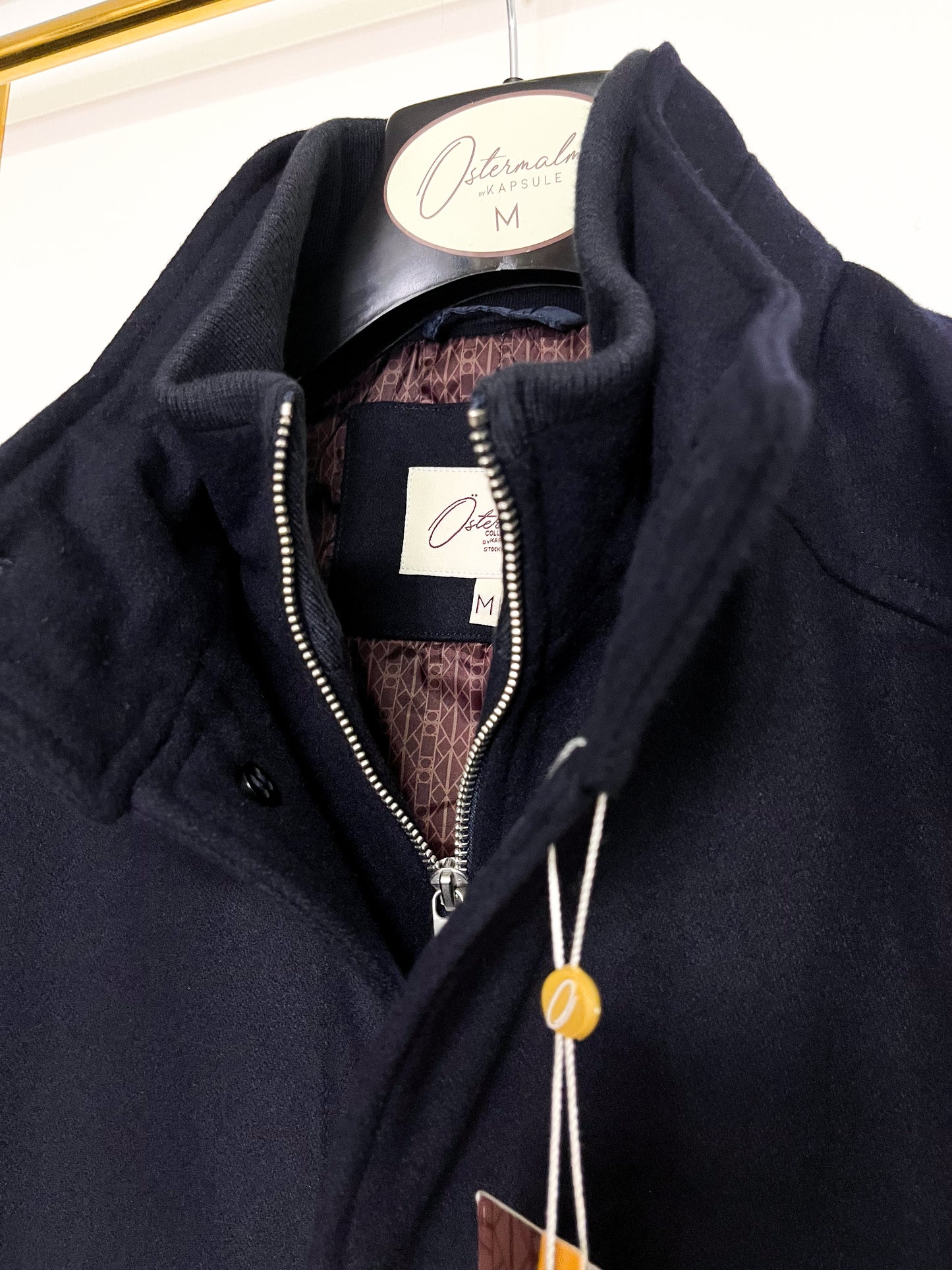 Helsingborg funnel neck wool mix coat - Navy
