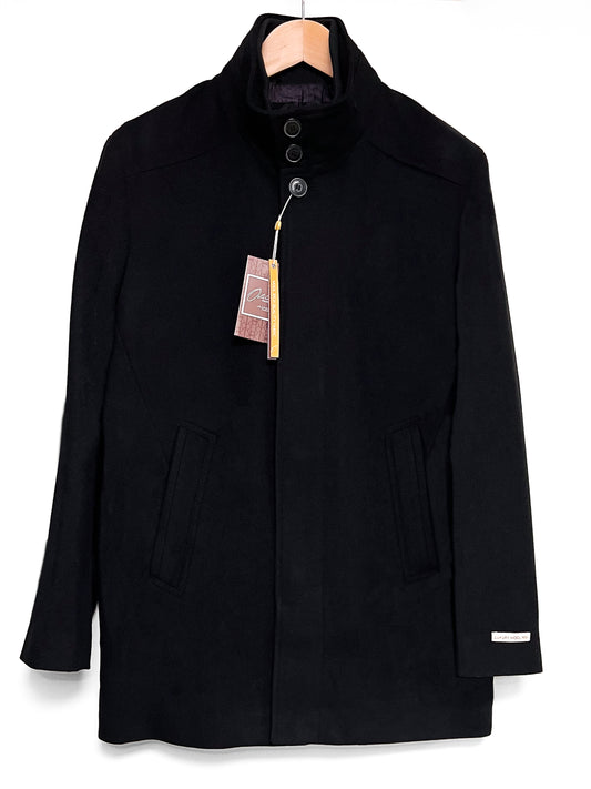 Helsingborg funnel neck wool mix coat - Black