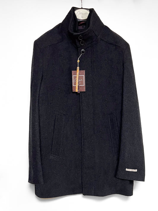 Helsingborg funnel neck wool mix coat - Charcoal